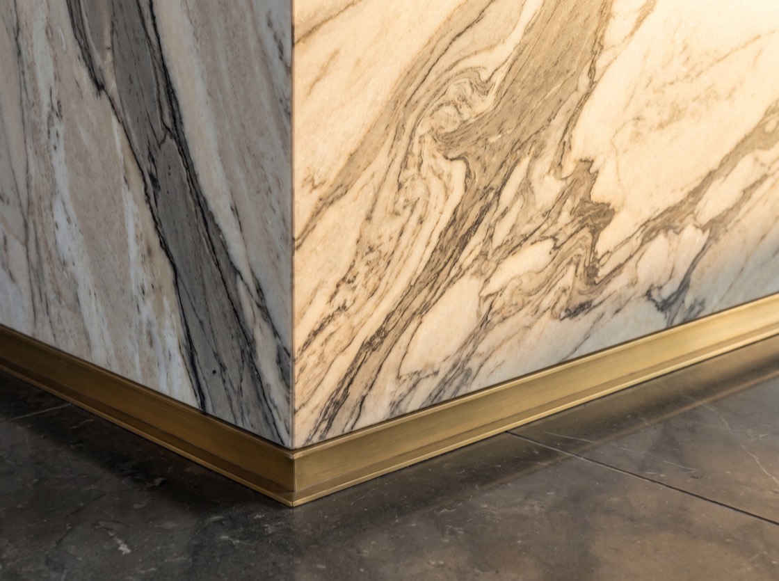 Premium marble cladding and stone flooring detail